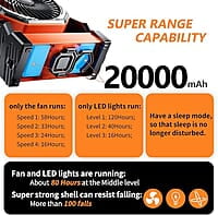 Ventilador LED de campamento con luz, 20000 mAh recargable Ventilador LED de campamento con luz, 20000 mAh recargable
