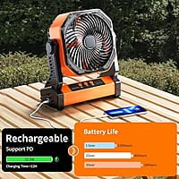 Ventilador LED de campamento con luz, 20000 mAh recargable Ventilador LED de campamento con luz, 20000 mAh recargable