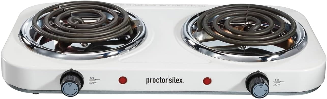 Proctor Silex Cocina eléctrica de doble hornillo con temperatura ajustable Proctor Silex Cocina eléctrica de doble hornillo con temperatura ajustable