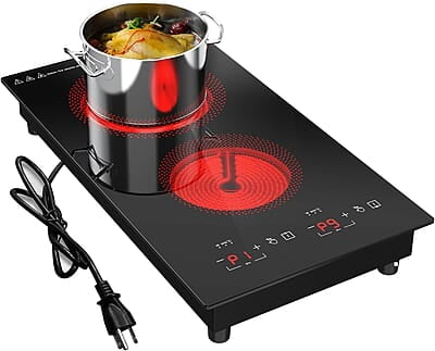 Placa de cocina eléctrica, 2 quemadores, 3000 W