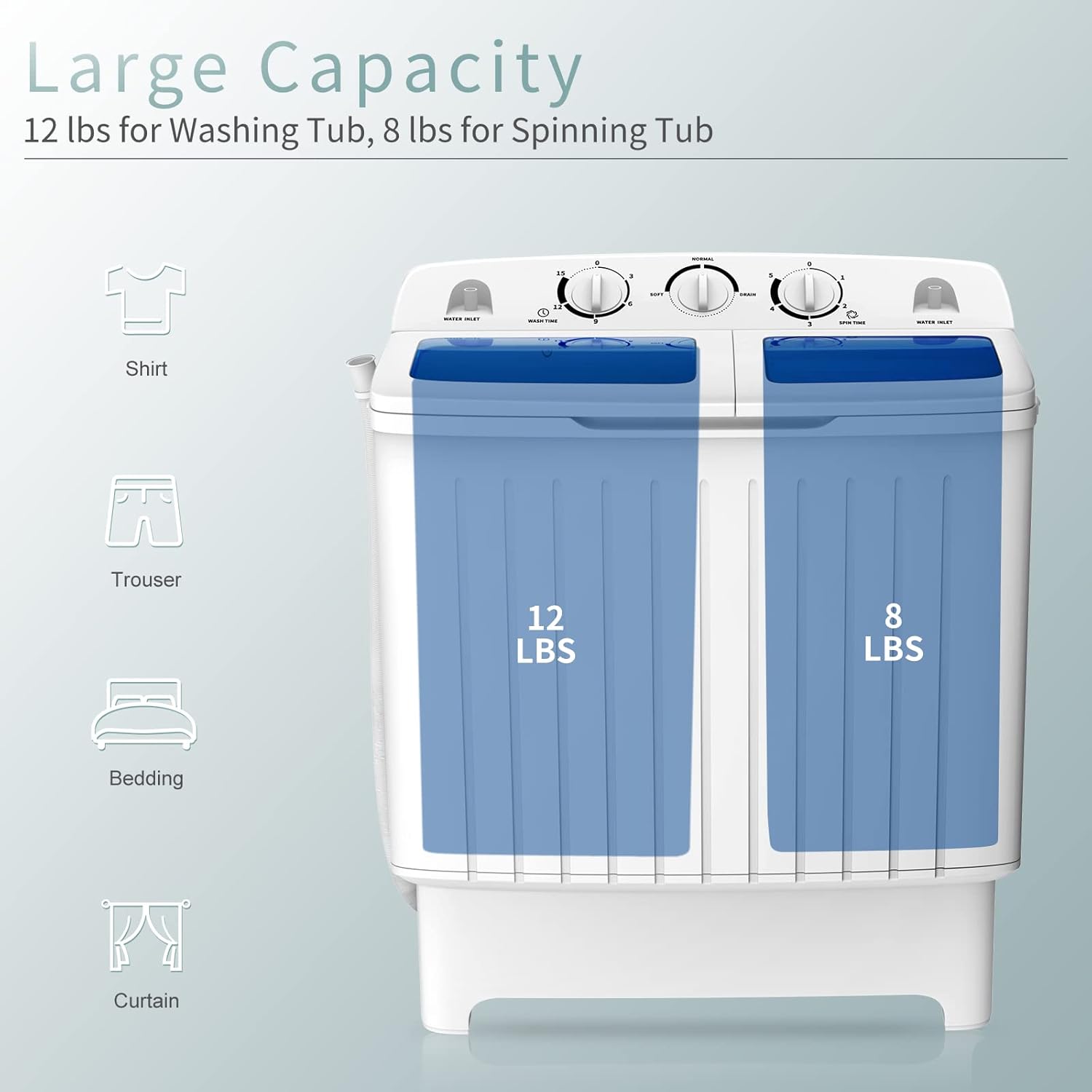 COSTWAY Lavadora portátil, doble tina de 20 libras de capacidad COSTWAY Lavadora portátil, doble tina de 20 libras de capacidad