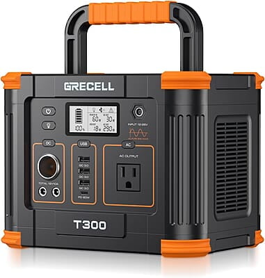 GRECELL- Central eléctrica portátil 300 W, generador solar 288 Wh