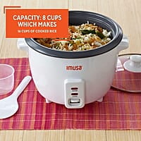IMUSA USA GAU-00013 - Arrocera eléctrica antiadherente para 8 tazas (sin cocinar) para 16 tazas (cocida), color blanco IMUSA USA GAU-00013 - Arrocera eléctrica antiadherente para 8 tazas (sin cocinar) para 16 tazas (cocida), color blanco
