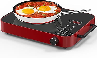 Placa de cocina eléctrica de 1800 W, de un solo quemador
