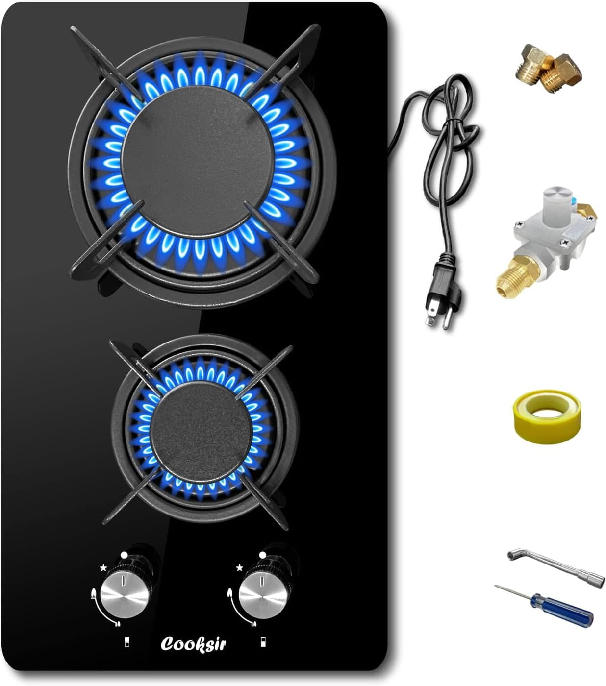Estufa de gas de 12 pulgadas, 2 quemadores de propano Estufa de gas de 12 pulgadas, 2 quemadores de propano