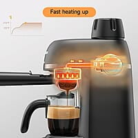 Premium Levella - Cafetera de café expreso, capuchino y café con leche, 4 tazas, color negro (Pem351) Premium Levella - Cafetera de café expreso, capuchino y café con leche, 4 tazas, color negro (Pem351)