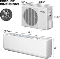 Mollie 12000 BTU, 115 V 22 SEER2, enfría hasta 550 pies cuadrados Mollie 12000 BTU, 115 V 22 SEER2, enfría hasta 550 pies cuadrados