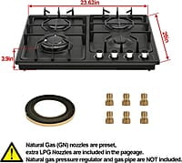 FVBADE Estufa de gas integrada de acero inoxidable con 4 quemadores
