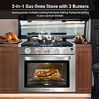 AMZCHEF Estufa de gas RV de 21 pulgadas de 12 V con 3 quemadores AMZCHEF Estufa de gas RV de 21 pulgadas de 12 V con 3 quemadores