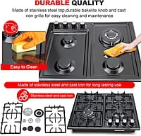 FORIMO Placa de cocina de gas de 22 pulgadas y 4 quemadores FORIMO Placa de cocina de gas de 22 pulgadas y 4 quemadores