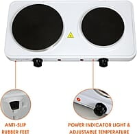 MegaChef Estufa eléctrica dual portátil fácil de limpiar MegaChef Estufa eléctrica dual portátil fácil de limpiar