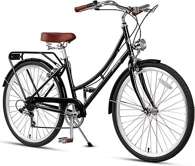 Bicicleta híbrida AVASTA para mujer, 26 pulgadas, 6 velocidades