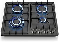 FVBADE Estufa de gas integrada de acero inoxidable con 4 quemadores