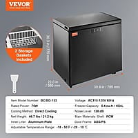 Congelador de pecho para garaje de 5.0 pies cúbicos, congelador compacto solo ajustable 7 termostatos y cesta extraíble, ahorro de energía para garaje, sótano, dormitorio, apartamento, cocina Congelador de pecho para garaje de 5.0 pies cúbicos, congelador compacto solo ajustable 7 termostatos y cesta extraíble, ahorro de energía para garaje, sótano, dormitorio, apartamento, cocina