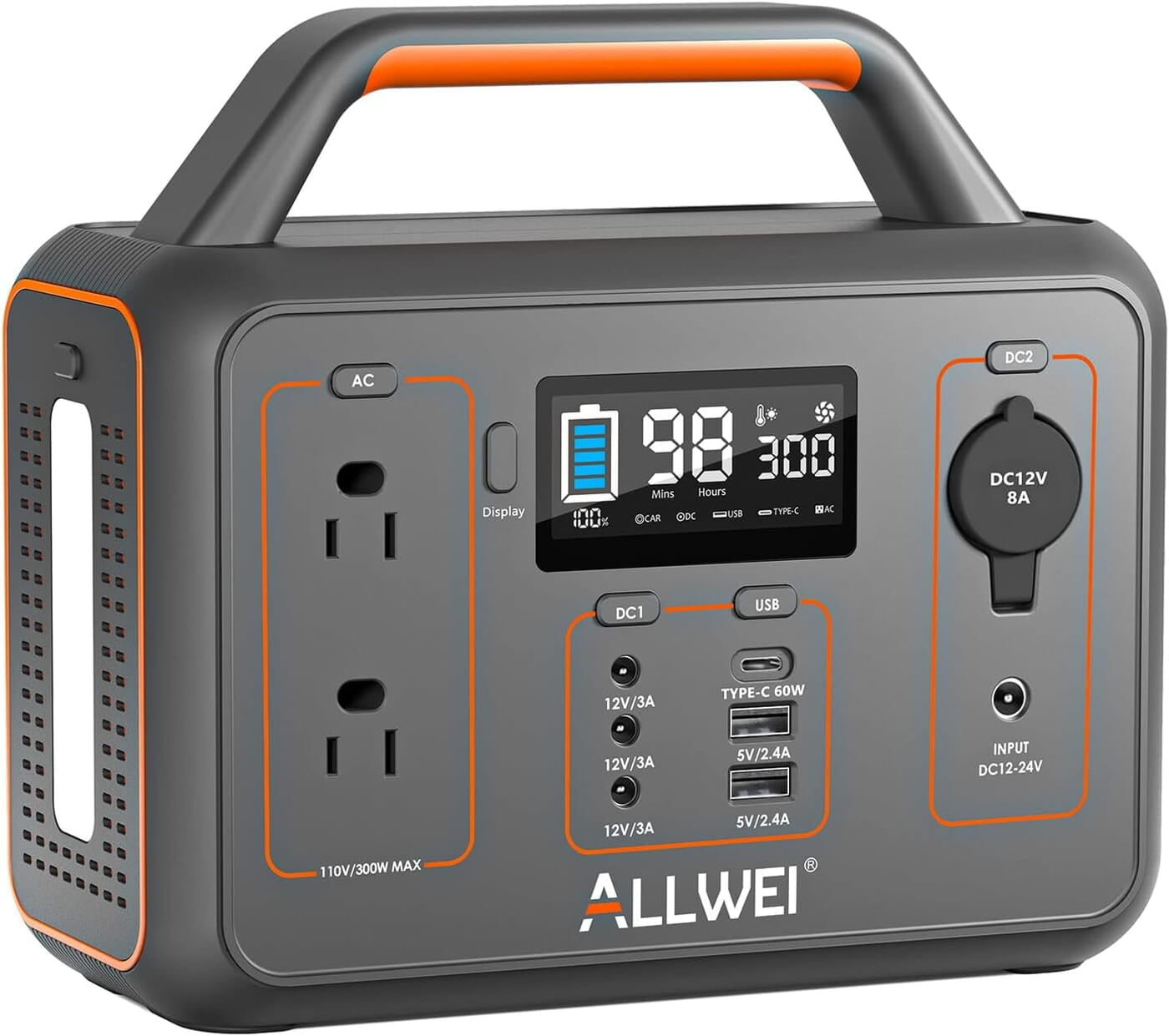 ALLWEI - Generador de energía portátil, 300 W/pico 600 W ALLWEI - Generador de energía portátil, 300 W/pico 600 W