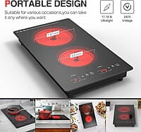 Placa de cocina eléctrica, 2 quemadores, 3000 W Placa de cocina eléctrica, 2 quemadores, 3000 W