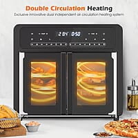 Gourmia Combo de freidora de aire para horno tostador 17 preajustes de cocción 1700W puerta francesa horno freidora de aire digital accesorios de capacidad 24L, estante de convección