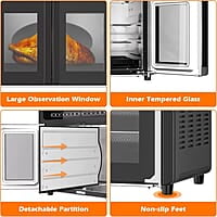 Gourmia Combo de freidora de aire para horno tostador 17 preajustes de cocción 1700W puerta francesa horno freidora de aire digital accesorios de capacidad 24L, estante de convección