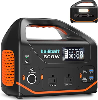Estación de energía portátil de 600 W, 293 Wh generador portátil