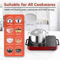 Placa de cocina eléctrica de 1800 W, de un solo quemador Placa de cocina eléctrica de 1800 W, de un solo quemador