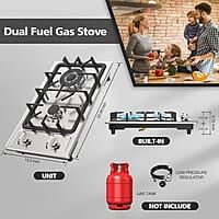 Estufa de gas de 2 quemadores, de 12 pulgadas Estufa de gas de 2 quemadores, de 12 pulgadas