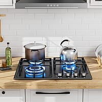 FVBADE Estufa de gas integrada de acero inoxidable con 4 quemadores