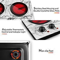 CUSIMAX - Placa eléctrica de doble quemador, 1800 W CUSIMAX - Placa eléctrica de doble quemador, 1800 W