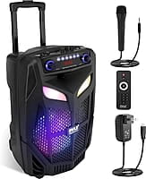 Pyle Sistema de altavoces PA Bluetooth portátil, 800 W, 12 pulgadas, altavoz Bluetooth para interiores y exteriores, sistema PA portátil, luces de fiesta, lector de tarjetas SD USB, radio FM Pyle Sistema de altavoces PA Bluetooth portátil, 800 W, 12 pulgadas, altavoz Bluetooth para interiores y exteriores, sistema PA portátil, luces de fiesta, lector de tarjetas SD USB, radio FM