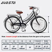 Bicicleta híbrida AVASTA para mujer, 26 pulgadas, 6 velocidades Bicicleta híbrida AVASTA para mujer, 26 pulgadas, 6 velocidades