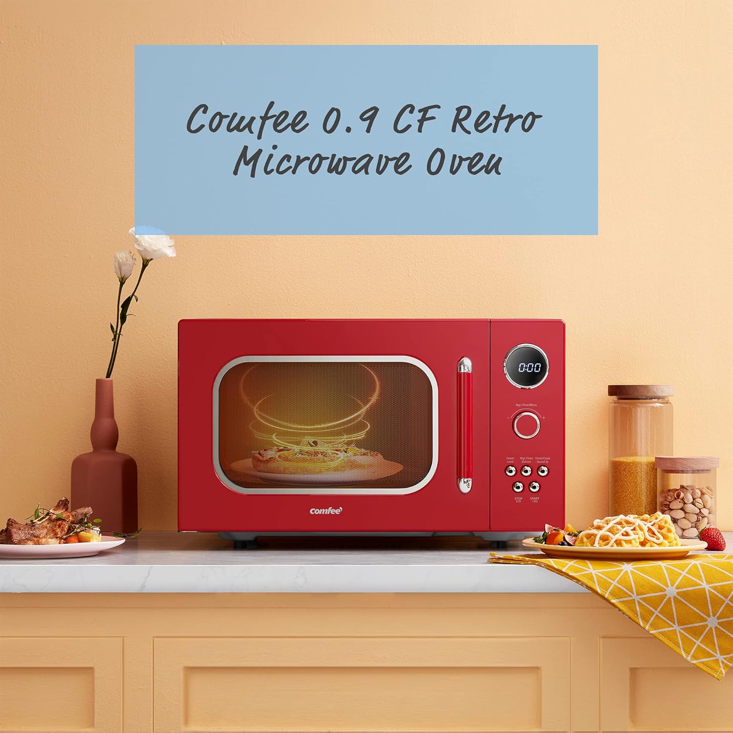 COMFEE' Horno microondas retro con 9 programas preestablecidos COMFEE' Horno microondas retro con 9 programas preestablecidos
