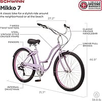 Schwinn Mikko Beach Cruiser Bike para adultos, ruedas de 26 pulgadas Schwinn Mikko Beach Cruiser Bike para adultos, ruedas de 26 pulgadas