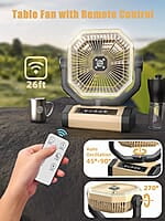 Ventilador de camping recargable – Ventilador de 9 pulgadas, ventilador de batería de 20000 mAh (60 horas) para campamento, ventilador inalámbrico de oscilación automática Ventilador de camping recargable – Ventilador de 9 pulgadas, ventilador de batería de 20000 mAh (60 horas) para campamento, ventilador inalámbrico de oscilación automática