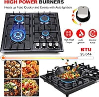 FORIMO Placa de cocina de gas de 22 pulgadas y 4 quemadores FORIMO Placa de cocina de gas de 22 pulgadas y 4 quemadores