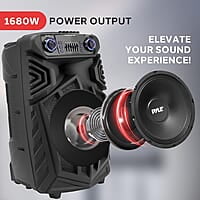 Pyle PPHP122SM - Sistema de altavoces PA portátil Bluetooth de 800 W para exteriores, con micrófono, luces de fiesta, MP3/USB, radio FM, ruedas rodantes, micrófono, control remoto, color negro Pyle PPHP122SM - Sistema de altavoces PA portátil Bluetooth de 800 W para exteriores, con micrófono, luces de fiesta, MP3/USB, radio FM, ruedas rodantes, micrófono, control remoto, color negro