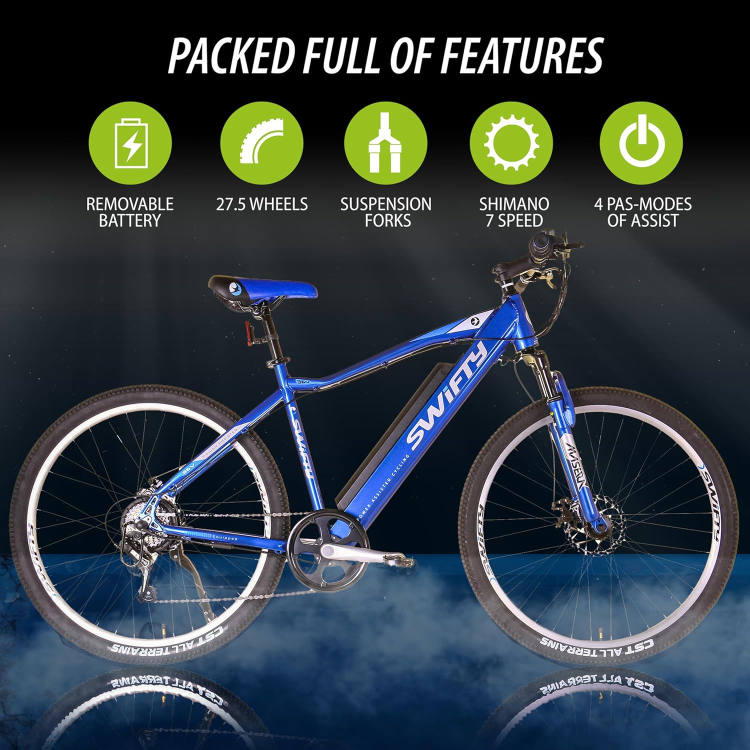SWIFTY Bicicleta eléctrica de 36 voltios y 250 W para adultos