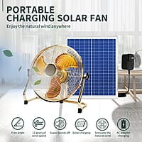 Ventilador de piso recargable solar portátil de 14 pulgadas, 15600 mAh 20 W, ventilador de panel solar alimentado por batería para campamento al aire libre, inclinación de 360° Ventilador de piso recargable solar portátil de 14 pulgadas, 15600 mAh 20 W, ventilador de panel solar alimentado por batería para campamento al aire libre, inclinación de 360°