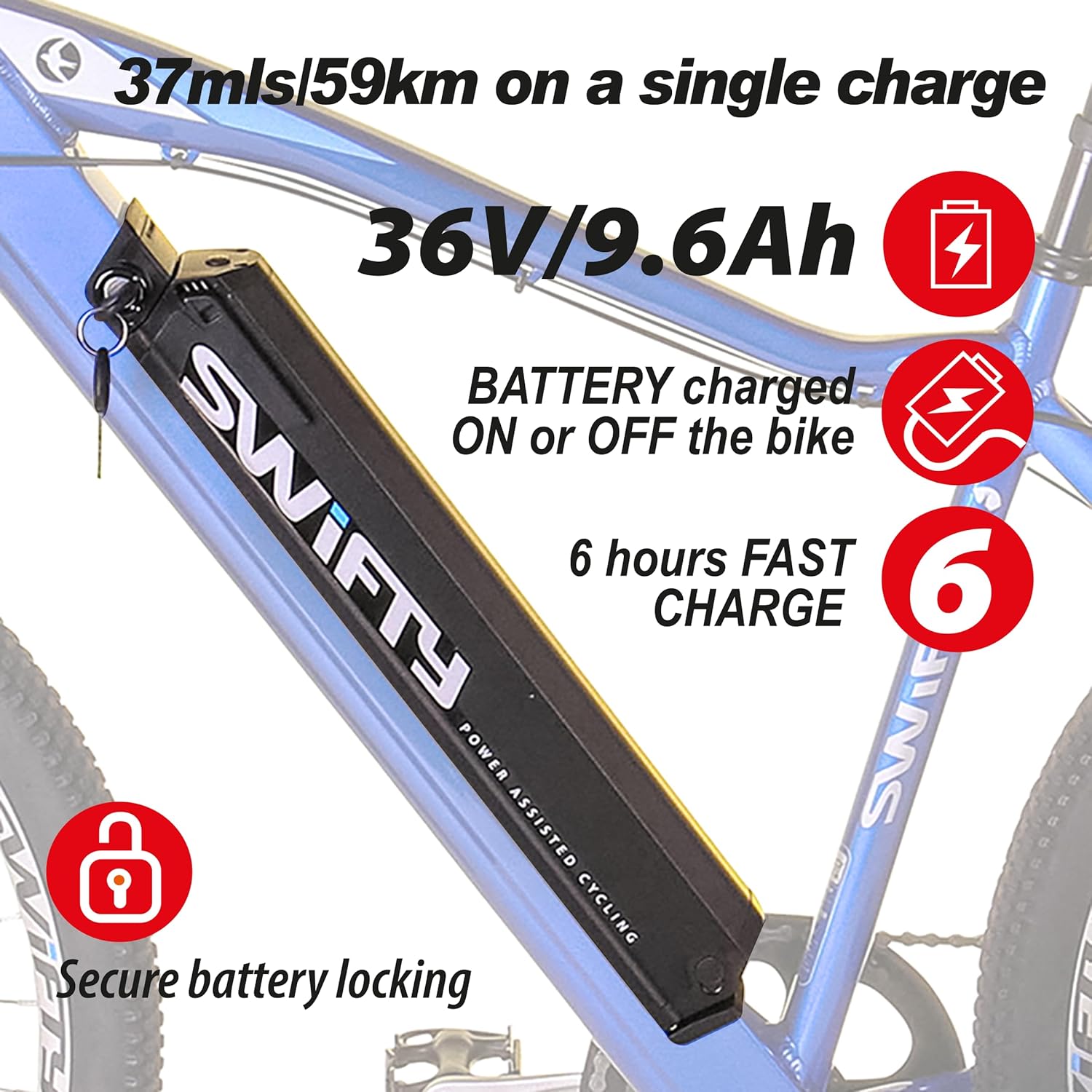 SWIFTY Bicicleta eléctrica de 36 voltios y 250 W para adultos