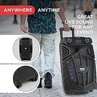 Pyle PPHP122SM - Sistema de altavoces PA portátil Bluetooth de 800 W para exteriores, con micrófono, luces de fiesta, MP3/USB, radio FM, ruedas rodantes, micrófono, control remoto, color negro Pyle PPHP122SM - Sistema de altavoces PA portátil Bluetooth de 800 W para exteriores, con micrófono, luces de fiesta, MP3/USB, radio FM, ruedas rodantes, micrófono, control remoto, color negro