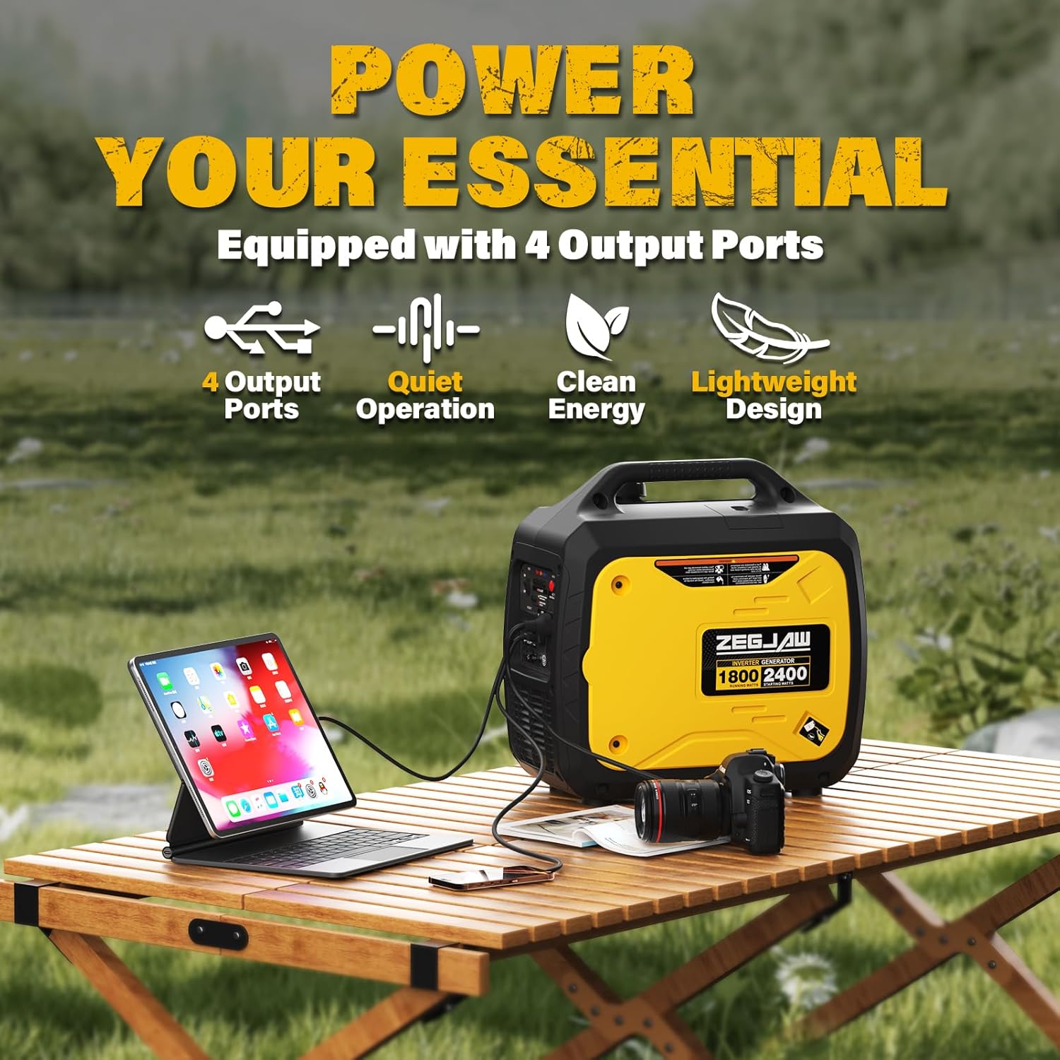 Generador inversor portátil de 2400 W, compatible con EPA Generador inversor portátil de 2400 W, compatible con EPA