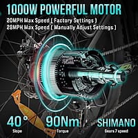 Bicicleta eléctrica para adultos de 1000 W, batería de 48 V 17.5 AH, bicicleta eléctrica para adultos, bicicleta eléctrica de suspensión completa de neumático grueso de 26 pulgadas Bicicleta eléctrica para adultos de 1000 W, batería de 48 V 17.5 AH, bicicleta eléctrica para adultos, bicicleta eléctrica de suspensión completa de neumático grueso de 26 pulgadas