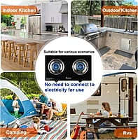 Estufa de propano de 2 quemadores de vidrio templado