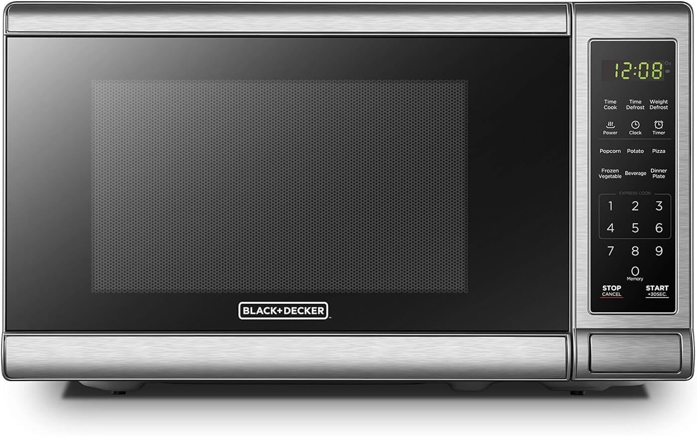 BLACK+DECKER Horno de microondas digital compacto de 700 vatios de 0.7 pies cúbicos, iluminación LED, cerradura para niños, acero inoxidable BLACK+DECKER Horno de microondas digital compacto de 700 vatios de 0.7 pies cúbicos, iluminación LED, cerradura para niños, acero inoxidable