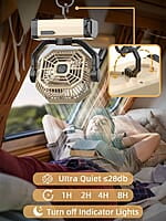 Ventilador de camping recargable – Ventilador de 9 pulgadas, ventilador de batería de 20000 mAh (60 horas) para campamento, ventilador inalámbrico de oscilación automática Ventilador de camping recargable – Ventilador de 9 pulgadas, ventilador de batería de 20000 mAh (60 horas) para campamento, ventilador inalámbrico de oscilación automática