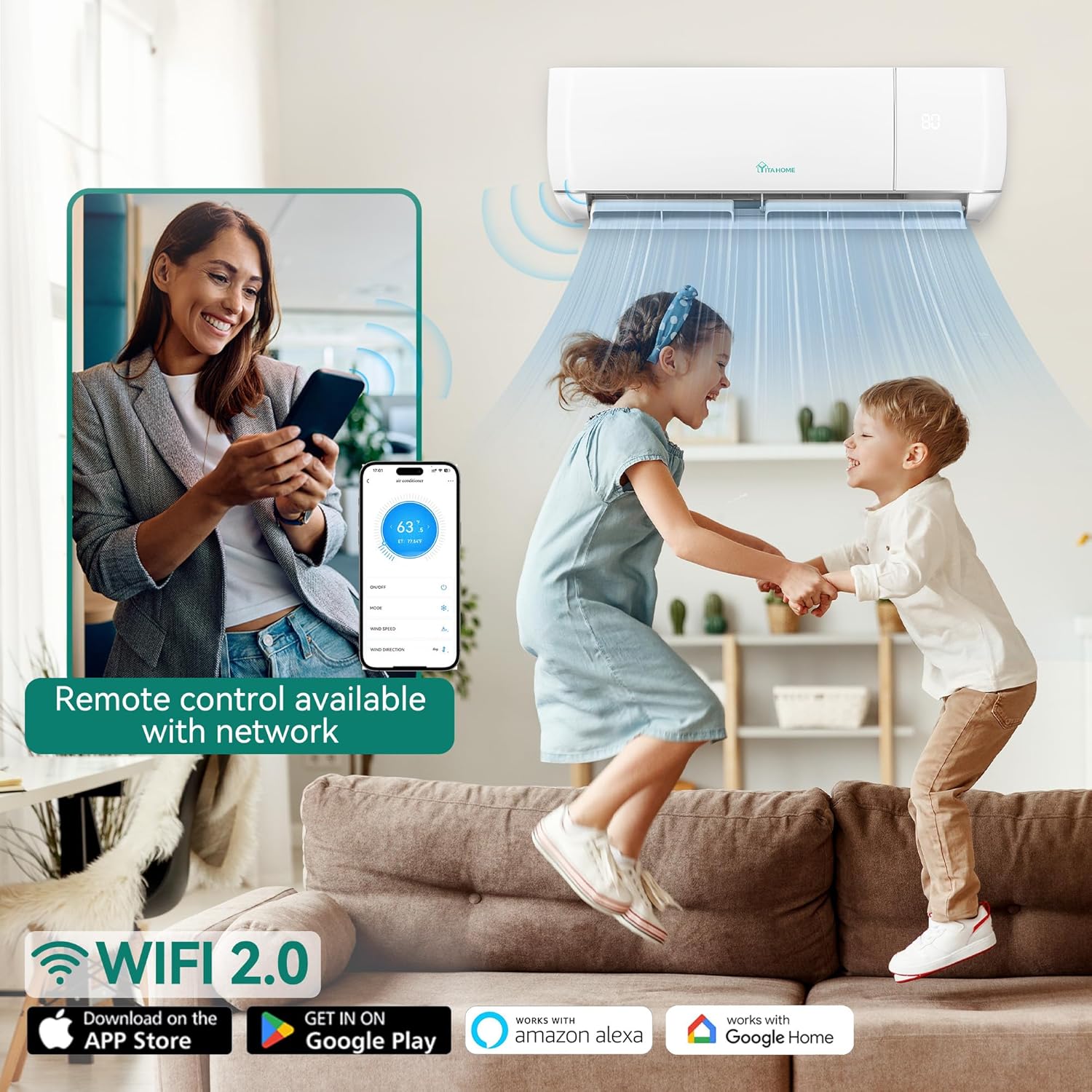 YITAHOME aire acondicionado dividido de 12000 BTU YITAHOME aire acondicionado dividido de 12000 BTU