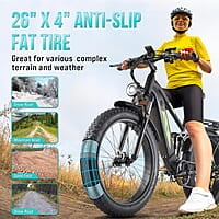 Bicicleta eléctrica para adultos de 1000 W, batería de 48 V 17.5 AH, bicicleta eléctrica para adultos, bicicleta eléctrica de suspensión completa de neumático grueso de 26 pulgadas Bicicleta eléctrica para adultos de 1000 W, batería de 48 V 17.5 AH, bicicleta eléctrica para adultos, bicicleta eléctrica de suspensión completa de neumático grueso de 26 pulgadas