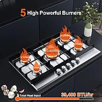 Placa de cocina de gas de 30 pulgadas con 5 quemadores Placa de cocina de gas de 30 pulgadas con 5 quemadores