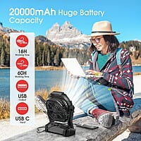 Ventilador portátil recargable, ventilador inalámbrico de 20000 mAh con linterna LED, ventilador de mesa pequeño, ventiladores de batería USB para viajes, dormitorio, hogar, camping, tienda, oficina Ventilador portátil recargable, ventilador inalámbrico de 20000 mAh con linterna LED, ventilador de mesa pequeño, ventiladores de batería USB para viajes, dormitorio, hogar, camping, tienda, oficina