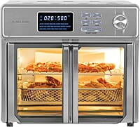 Emeril Lagasse Freidora de aire extra grande de 26 cuartos de galón, horno tostador de convección con puertas francesas, acero inoxidable Emeril Lagasse Freidora de aire extra grande de 26 cuartos de galón, horno tostador de convección con puertas francesas, acero inoxidable