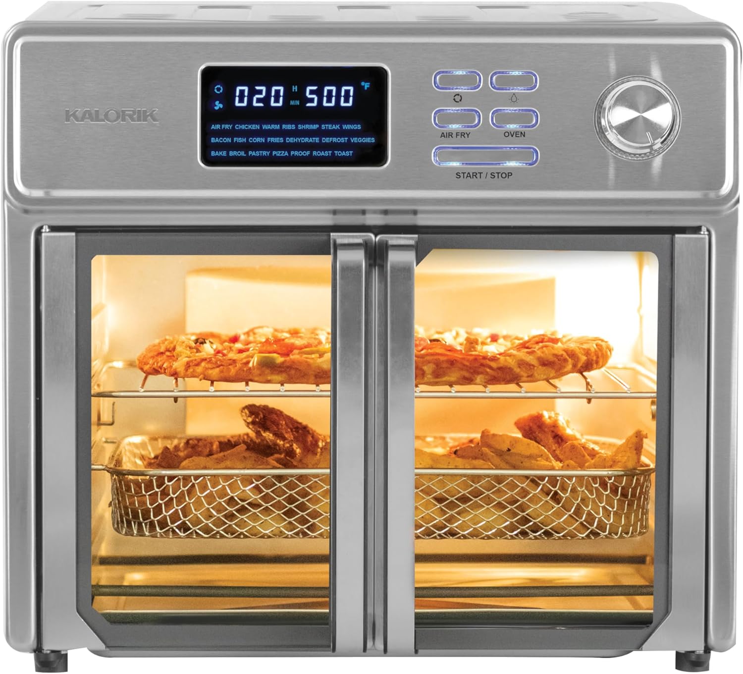 Emeril Lagasse Freidora de aire extra grande de 26 cuartos de galón, horno tostador de convección con puertas francesas, acero inoxidable Emeril Lagasse Freidora de aire extra grande de 26 cuartos de galón, horno tostador de convección con puertas francesas, acero inoxidable