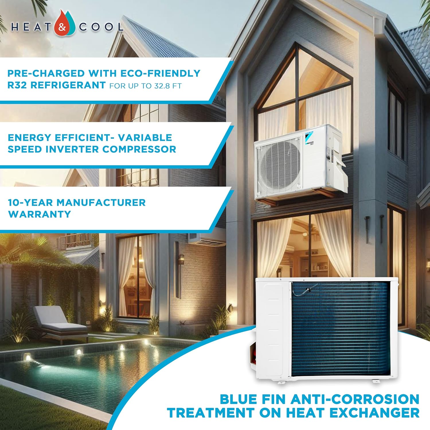 Daikin 12,000 BTU 18 SEER2 Entra R32 Series sin conductos Daikin 12,000 BTU 18 SEER2 Entra R32 Series sin conductos